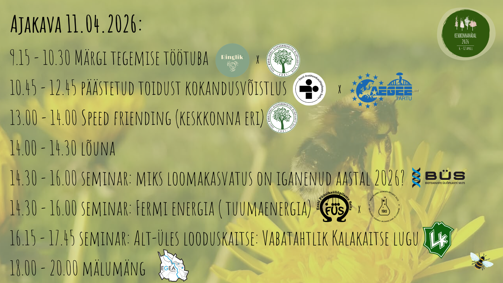 Ürituse Seminaride ja töötubade päeva AJAKAVA pilt